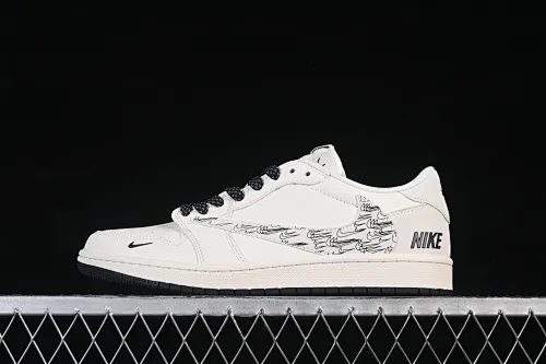 All categories Air Jordan Jordan series basketball shoes Air Jordan 1 Low High-end customized low-top sneakers Air Jordan 1 Low AJ1 Joe 1 black and red High-end customized low-top retro basketball shoes HH7518-091